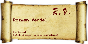 Rozman Vendel névjegykártya